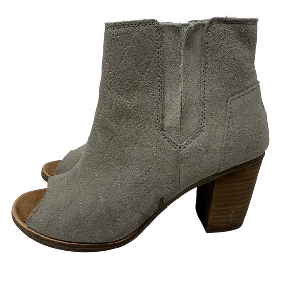 TOMS Women's Suede Peep-Toe Block-Heel Booties US W 5.5 — Gently Used - Picture 8 of 8